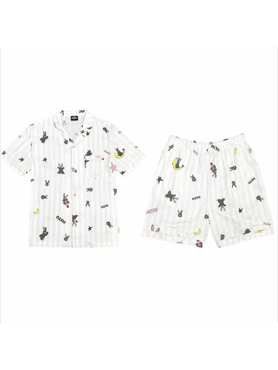 ATEEZ World Tour Pajama Set – Short Sleeve Button Top & Elastic Shorts, Sizes S–2XL