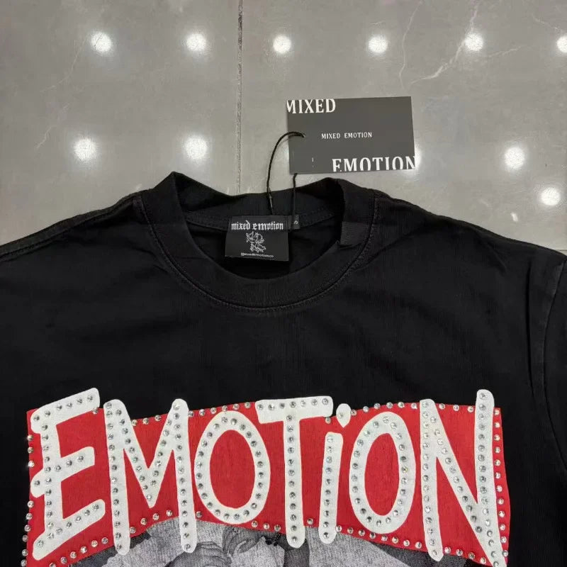 Mixed Emotion Rhinestone Oversized Cotton Tee