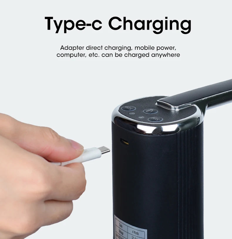 USB Electric Water Bottle Pump Dispenser – Portable, Foldable, Automatic, Household Use