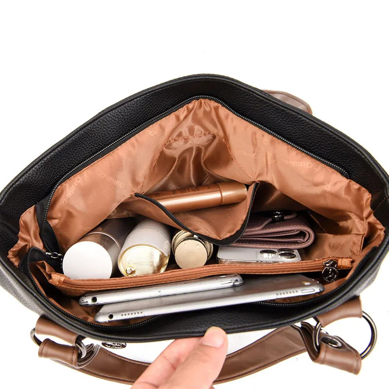 Women’s Genuine Cowhide Leather Crossbody Handbag – Large Capacity Shoulder Messenger Bag