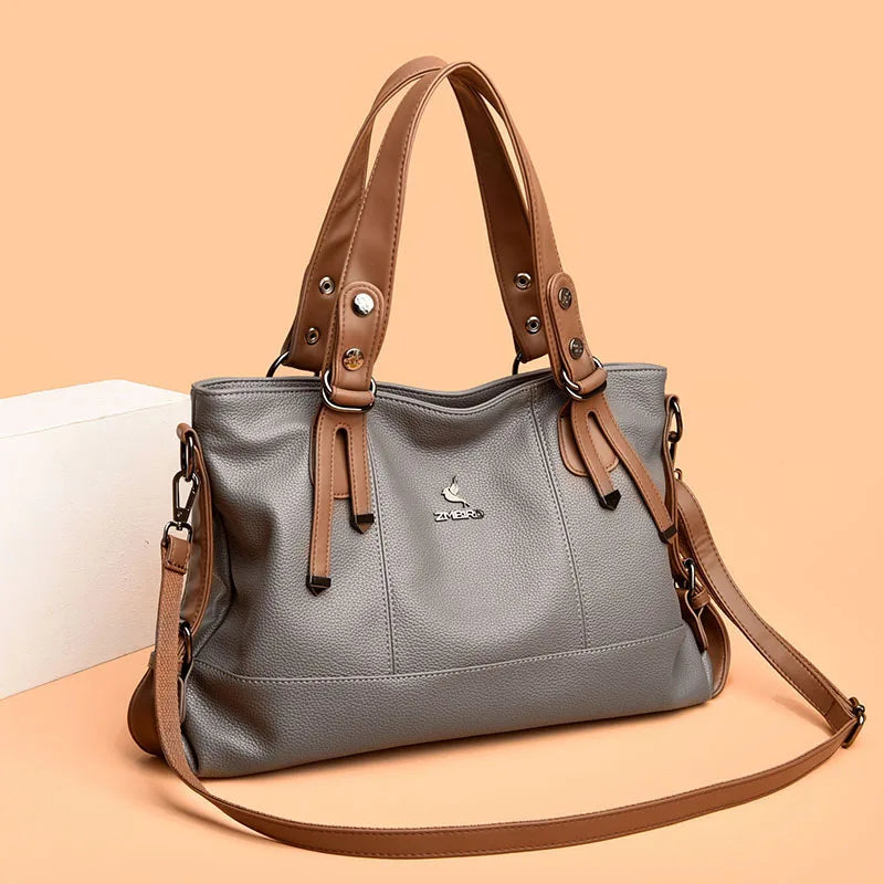 Women’s Genuine Cowhide Leather Crossbody Handbag – Large Capacity Shoulder Messenger Bag