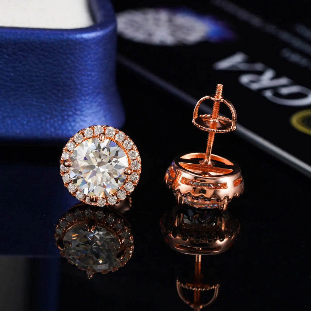 925 Sterling Silver Moissanite Stud Earrings – 4–11mm, Engagement & Wedding, Women’s Gift