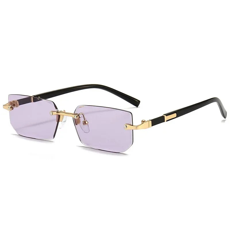 Rimless Rectangle Blue Light Blocking Sunglasses – Unisex, Square Frame, UV Protection