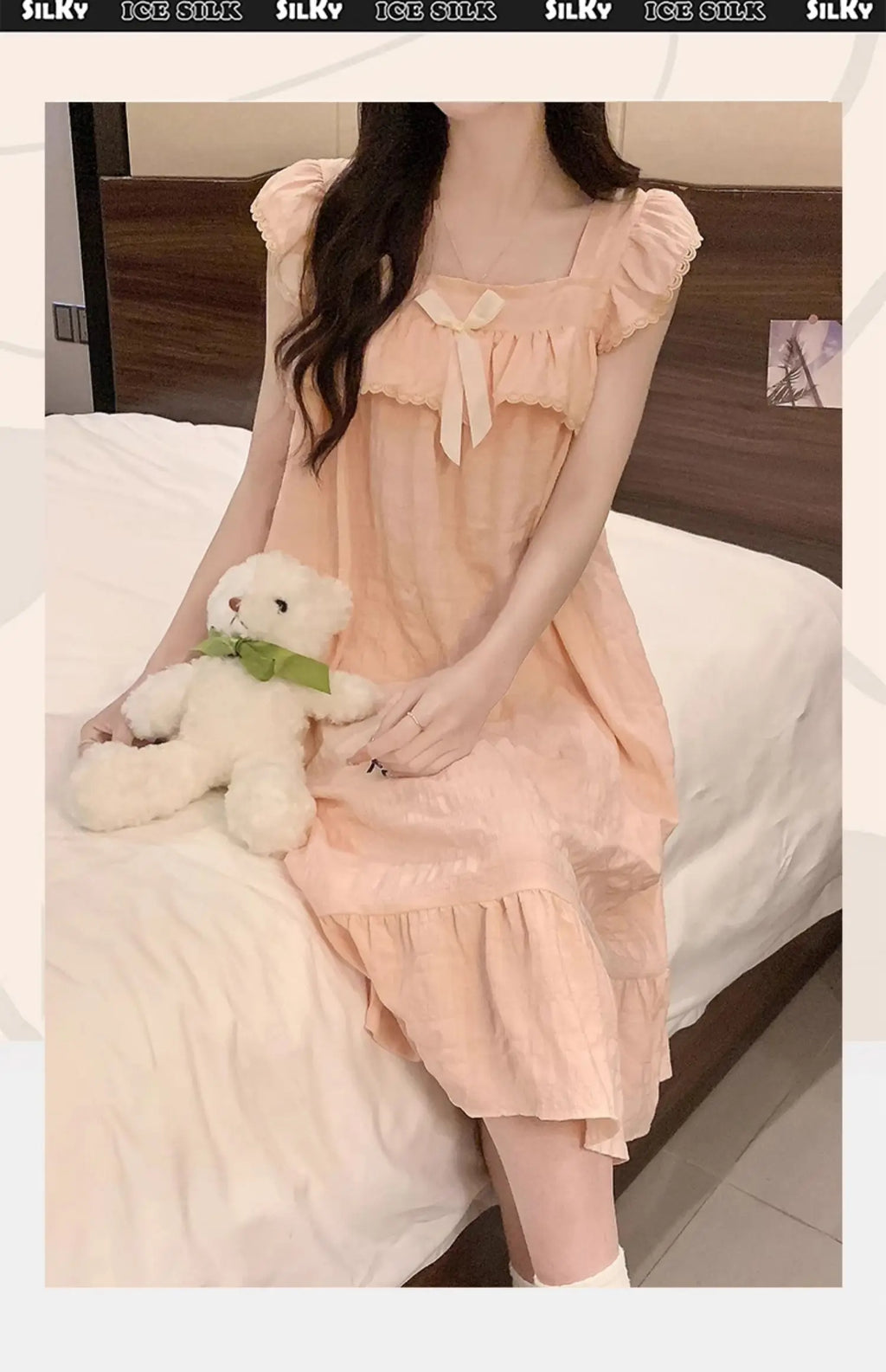 Women’s Cotton Slip Dress with Built-In Chest Pad – Lightweight Sleepwear, Sizes M–XXL