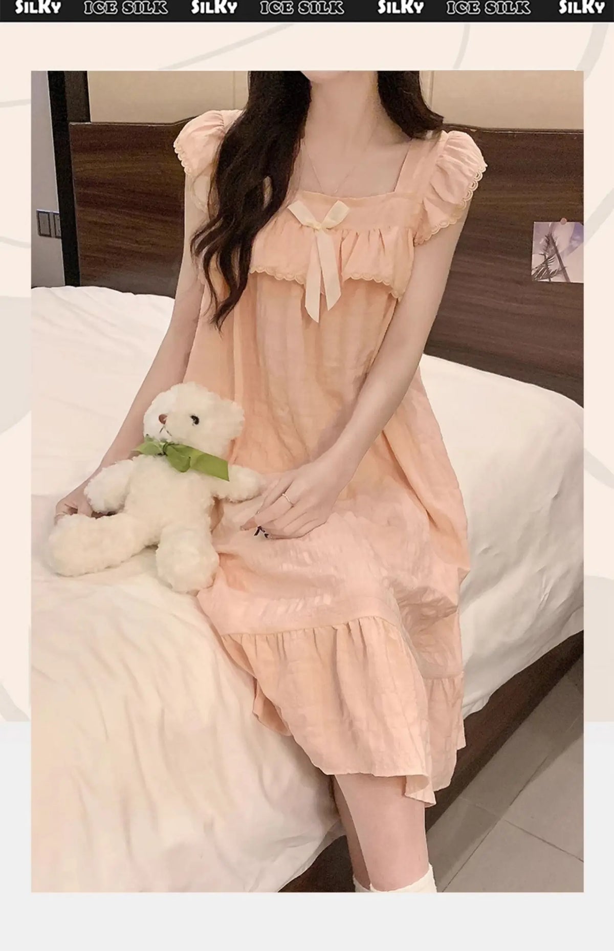 Women’s Cotton Slip Dress with Built-In Chest Pad – Lightweight Sleepwear, Sizes M–XXL