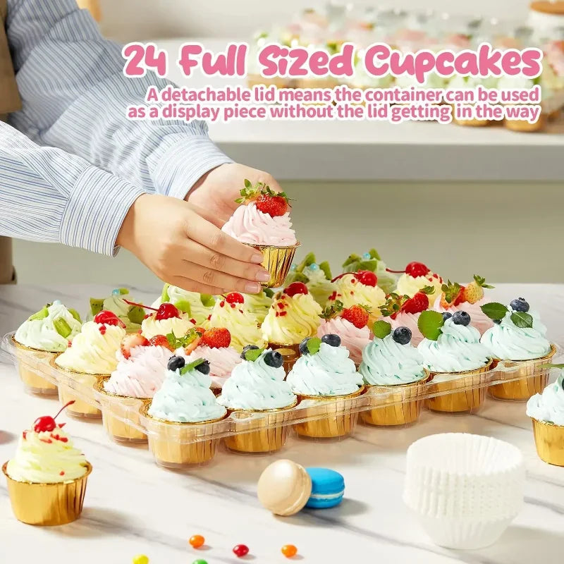 Cupcake Carrier Boxes with Tall Dome Lids, 4–24 Count