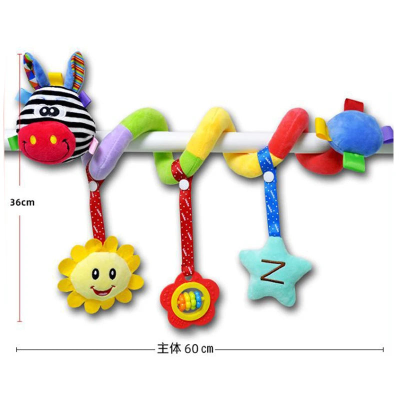 Baby Stroller Spiral Activity Plush Rattle Toy – Sensory Toy for Newborns 0–24 Months