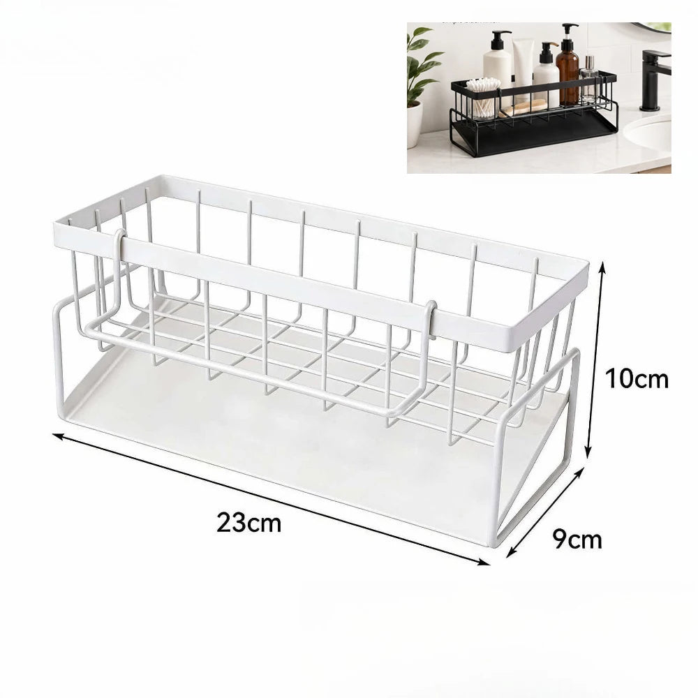 Kitchen Sink Sponge & Soap Drain Rack Organizer – Flexible Faucet Holder, Towel Shelf