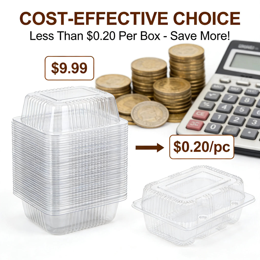 Clear Clamshell Food Containers for Takeout & Desserts