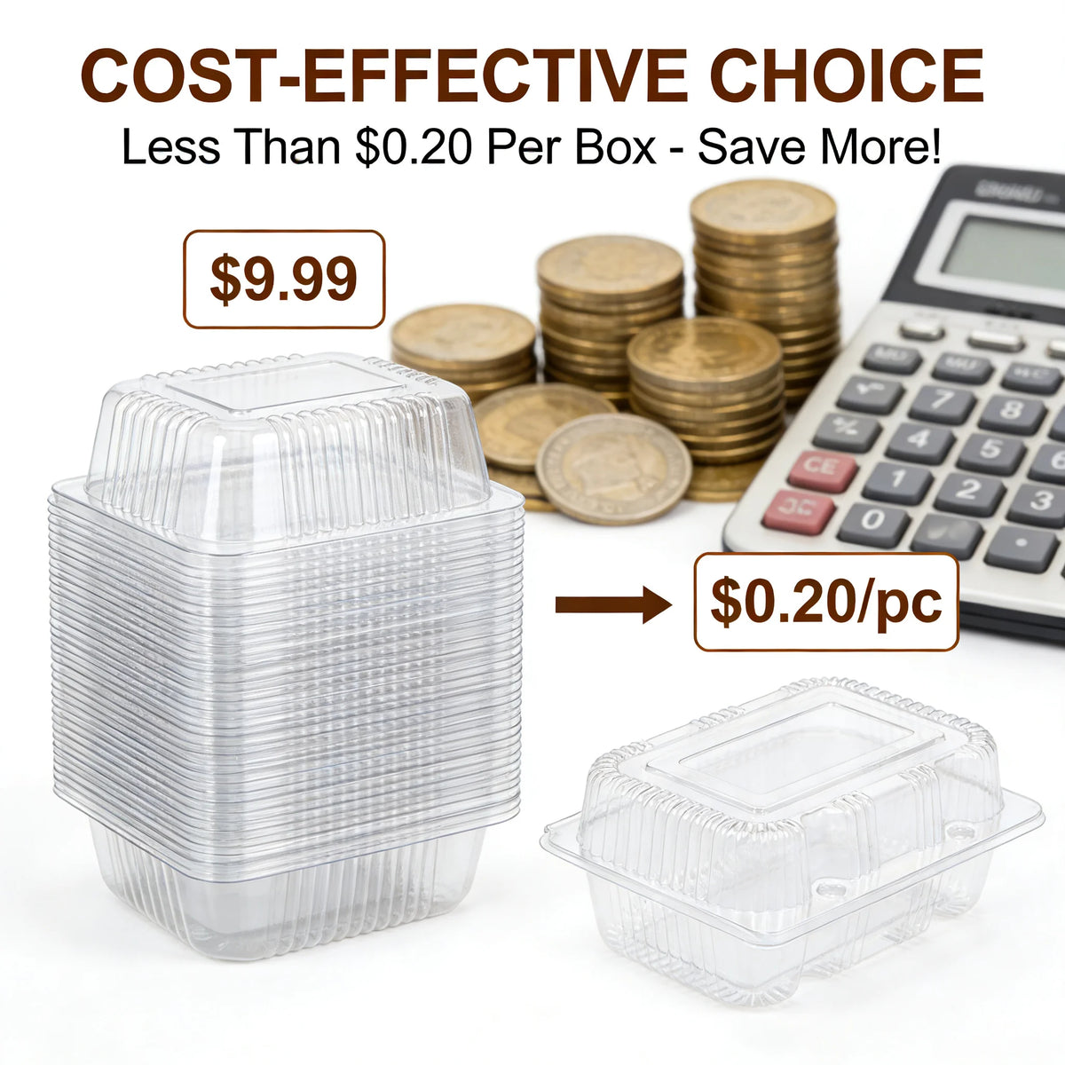 Clear Clamshell Food Containers for Takeout & Desserts