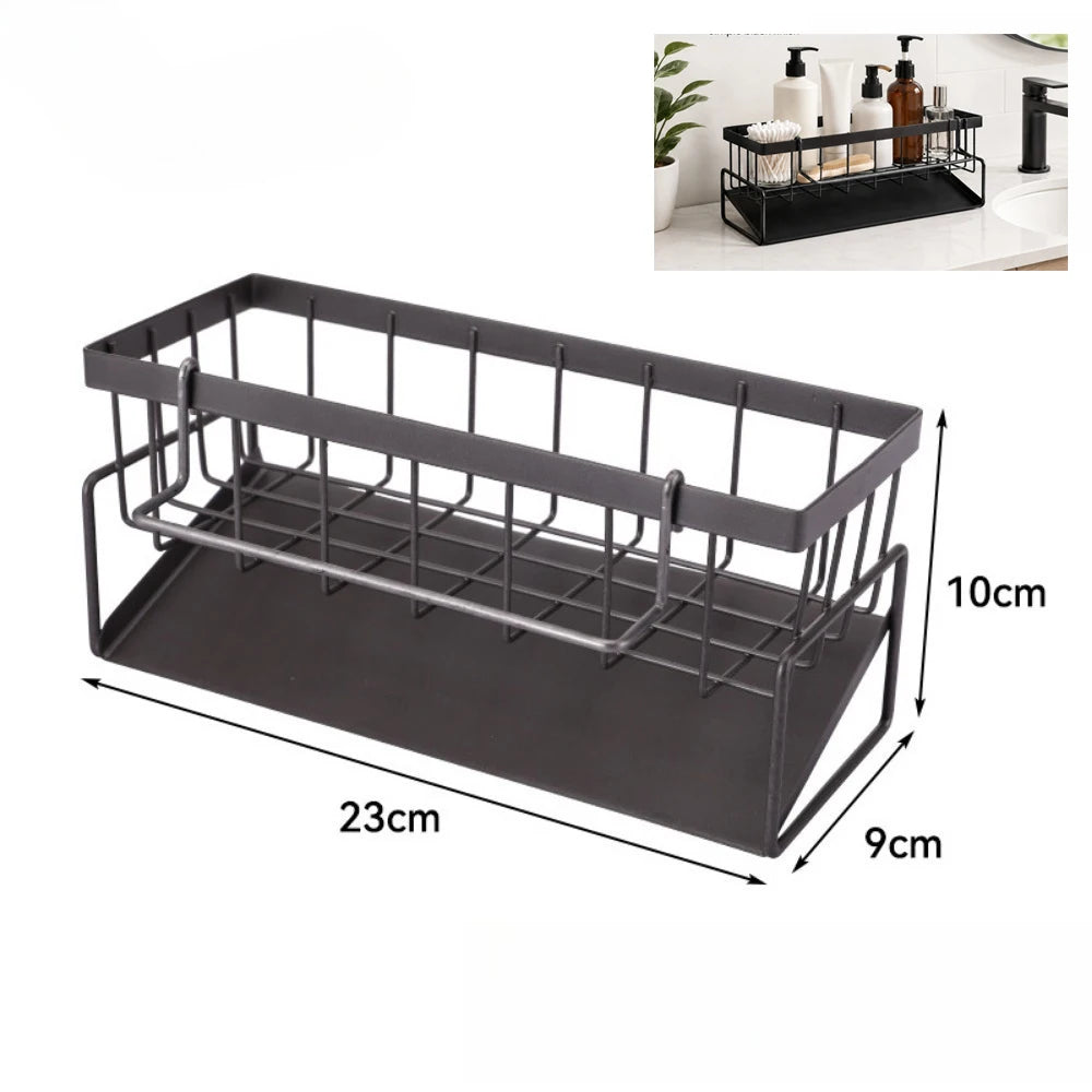Kitchen Sink Sponge & Soap Drain Rack Organizer – Flexible Faucet Holder, Towel Shelf
