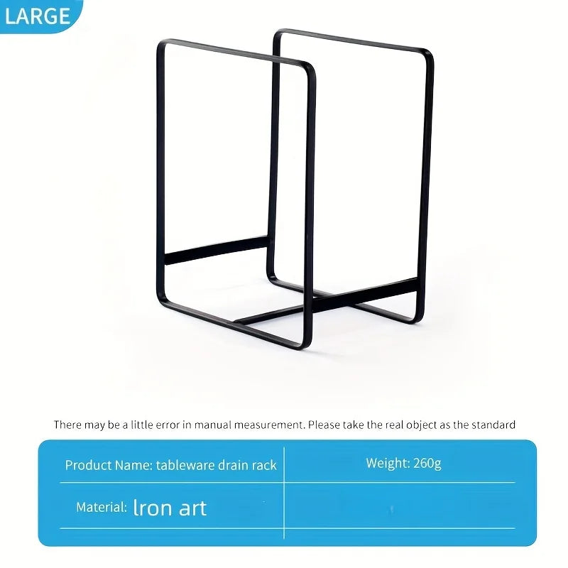 Iron Countertop Dish & Plate Drain Rack – Cabinet Dish Storage & Dinner Plate Organizer