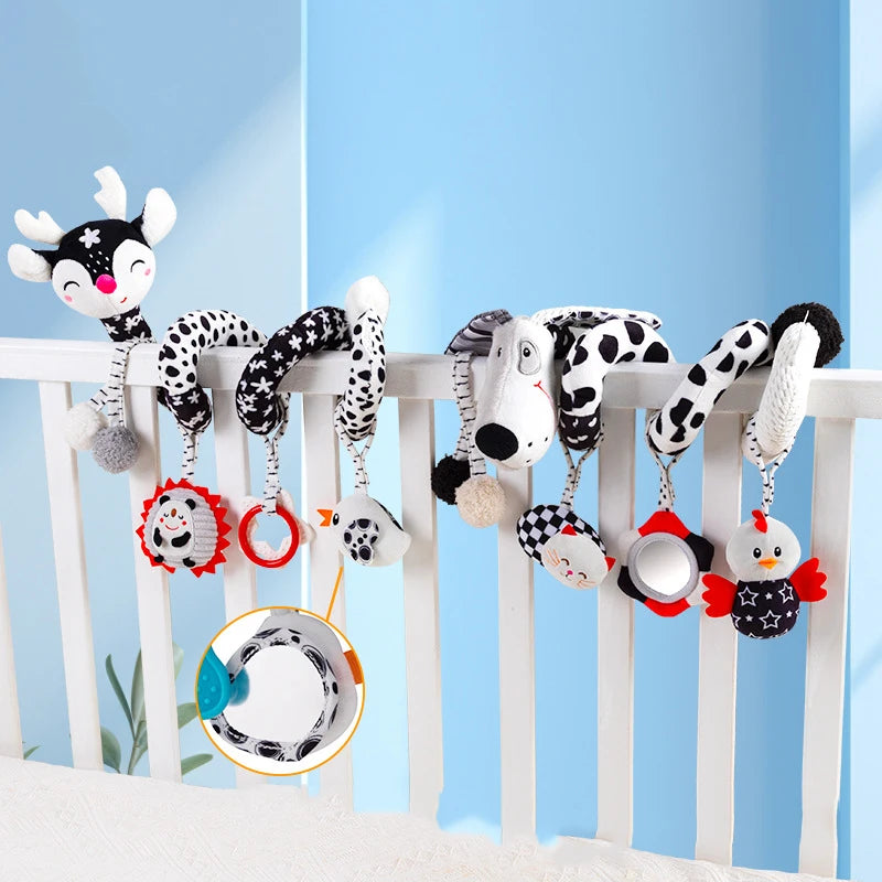 Baby Stroller Spiral Activity Plush Rattle Toy – Sensory Toy for Newborns 0–24 Months