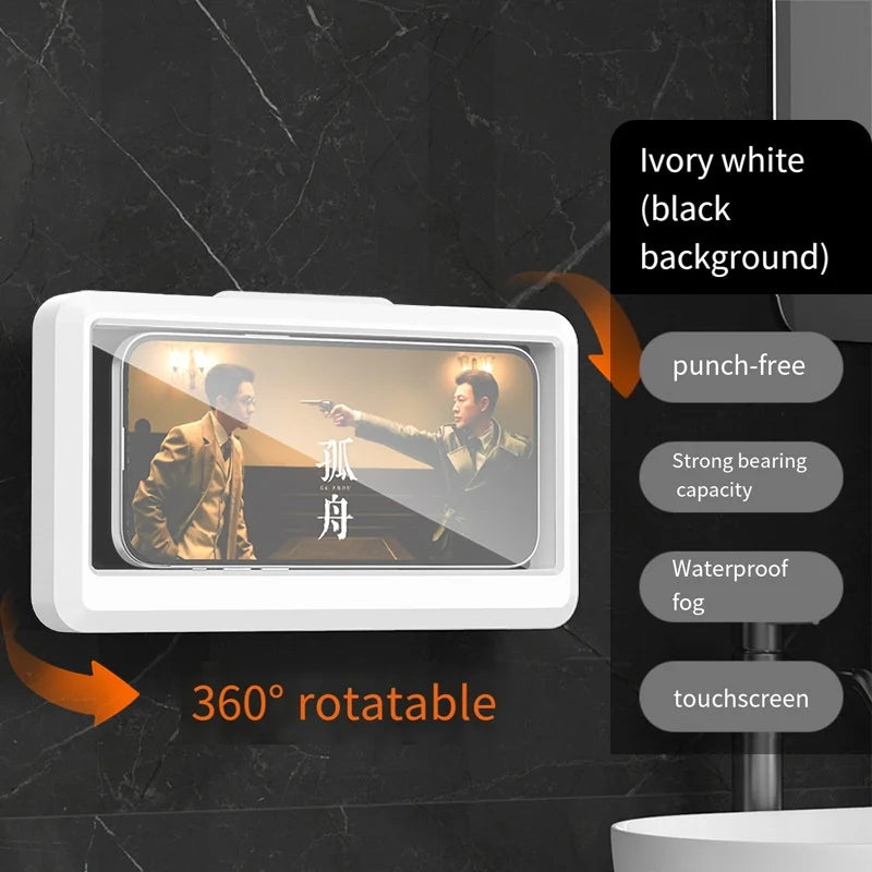 Self-Adhesive Waterproof Shower Phone Holder – Anti-Fog, Touch-Friendly, Bathroom Mount