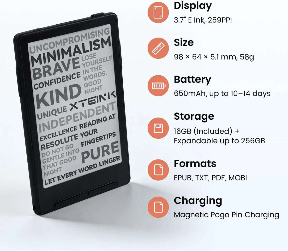 XTEINK X3 Mini E-Ink eBook Reader – 3.7 Inch, 16GB, Ad-Free, Multi-Language