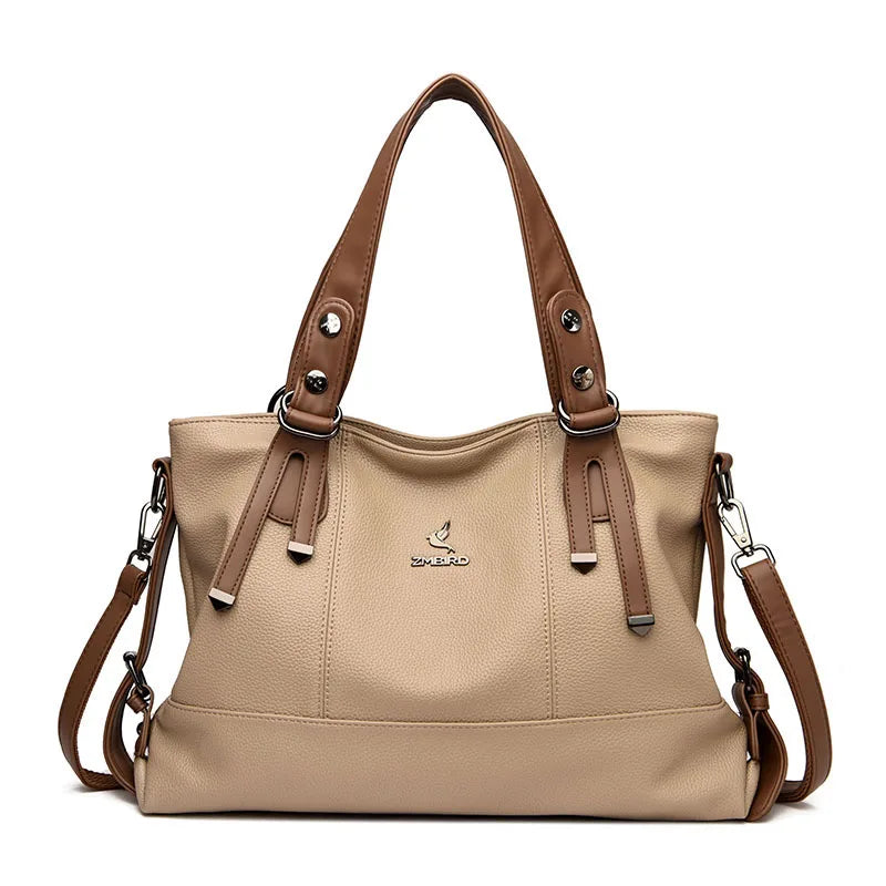 Women’s Genuine Cowhide Leather Crossbody Handbag – Large Capacity Shoulder Messenger Bag