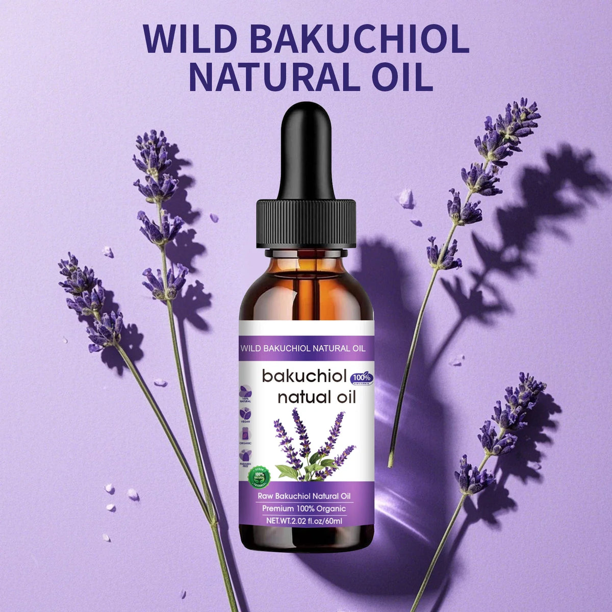 Botanical Anti-Aging Face Oil – Bakuchiol & Lavender, Natural Retinol Alternative, 60ml