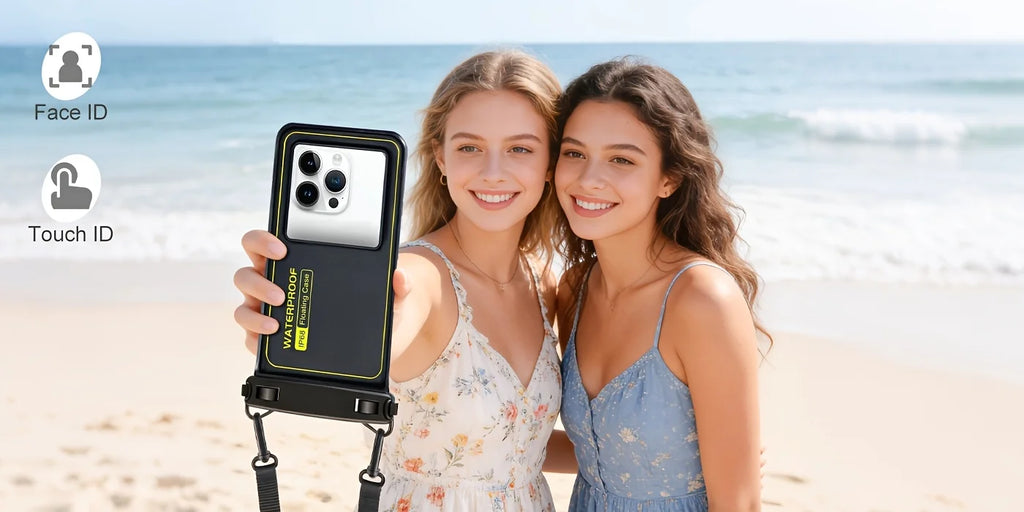 Universal Waterproof Phone Bag with Tether – Beach, Swimming, Skiing & Surfing