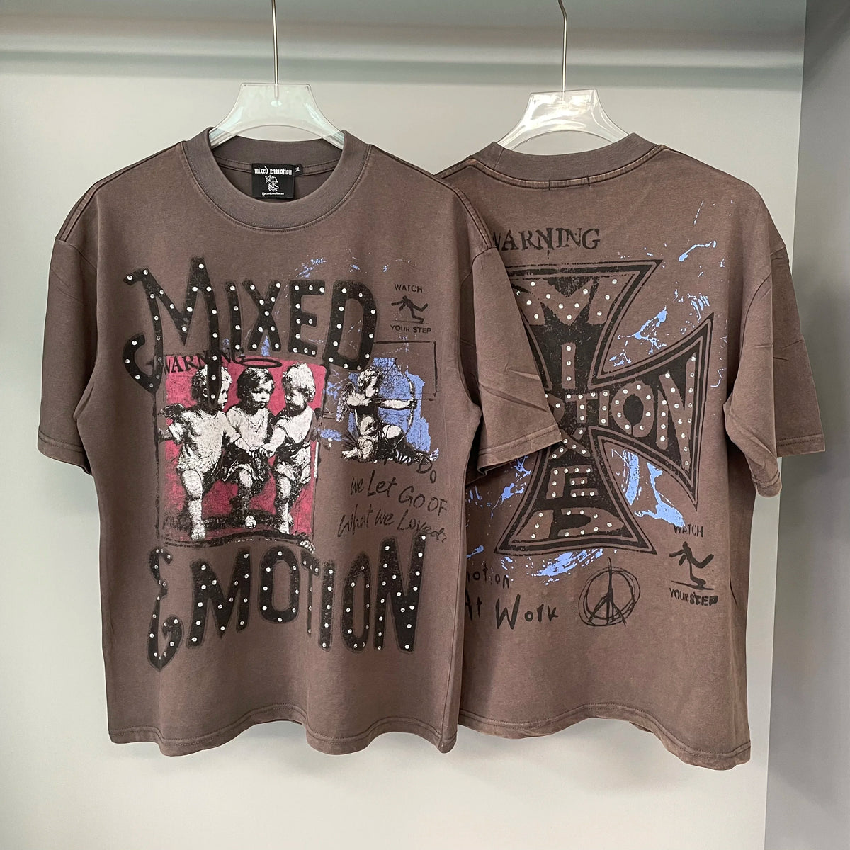 Mixed Emotion Rhinestone Oversized Cotton Tee
