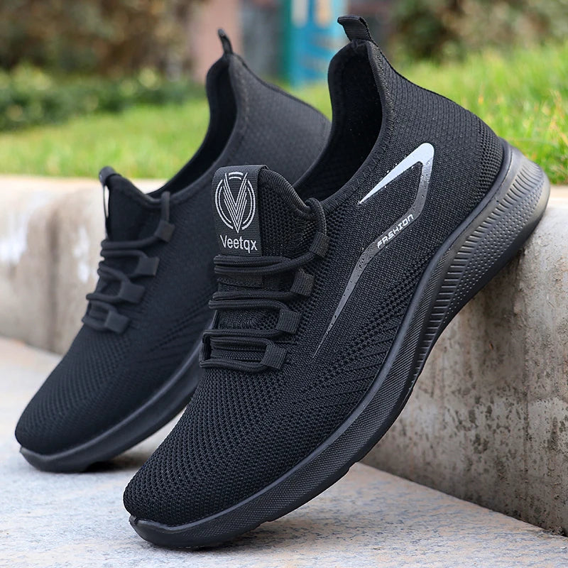 Men’s Solid Color Lace-Up Casual Shoes – Lightweight, Everyday Comfort