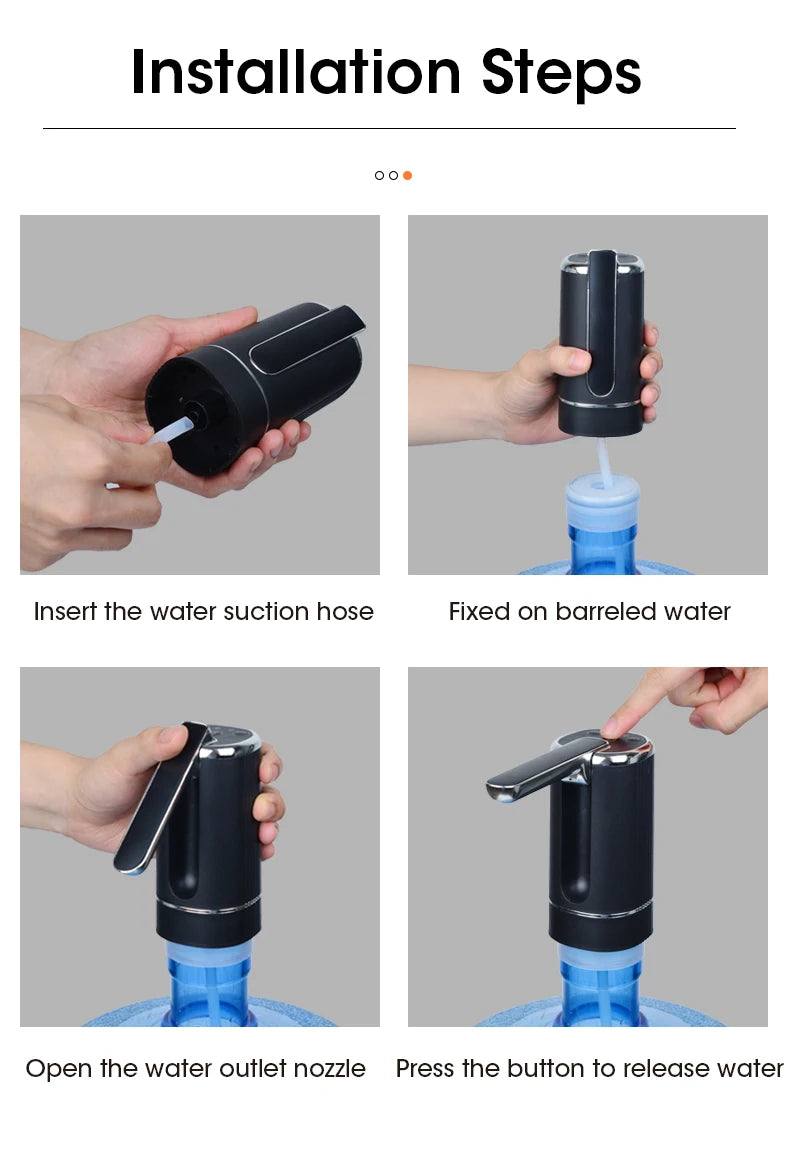 USB Electric Water Bottle Pump Dispenser – Portable, Foldable, Automatic, Household Use