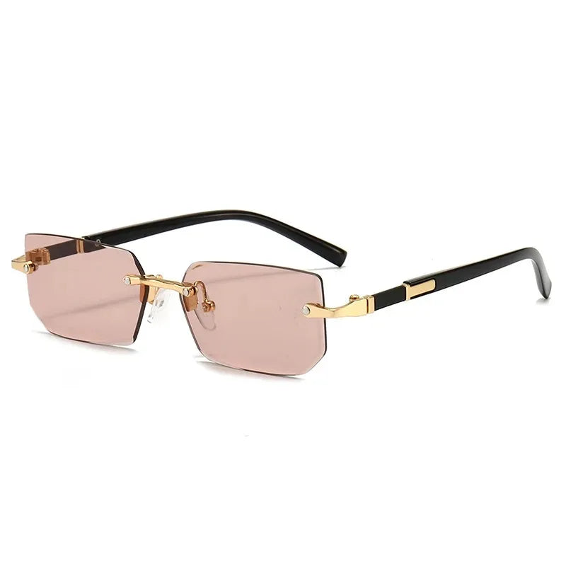 Rimless Rectangle Blue Light Blocking Sunglasses – Unisex, Square Frame, UV Protection