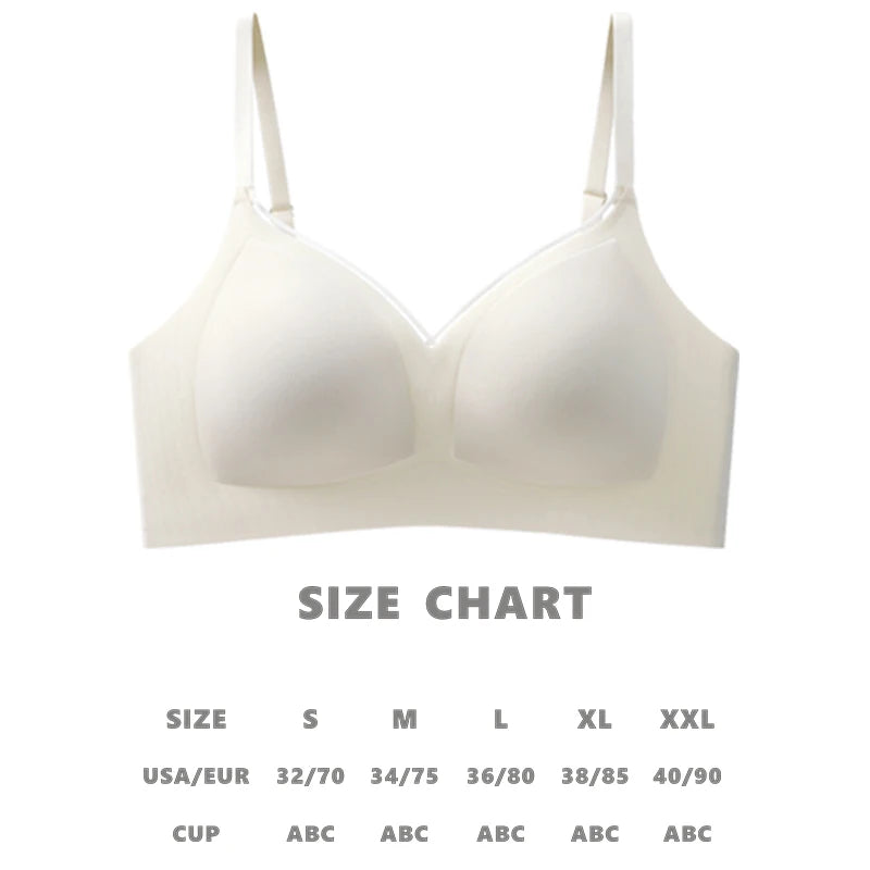 Women’s Seamless Wireless Gathering Bra – Adjustable, No Steel Ring, Sizes S–XXL