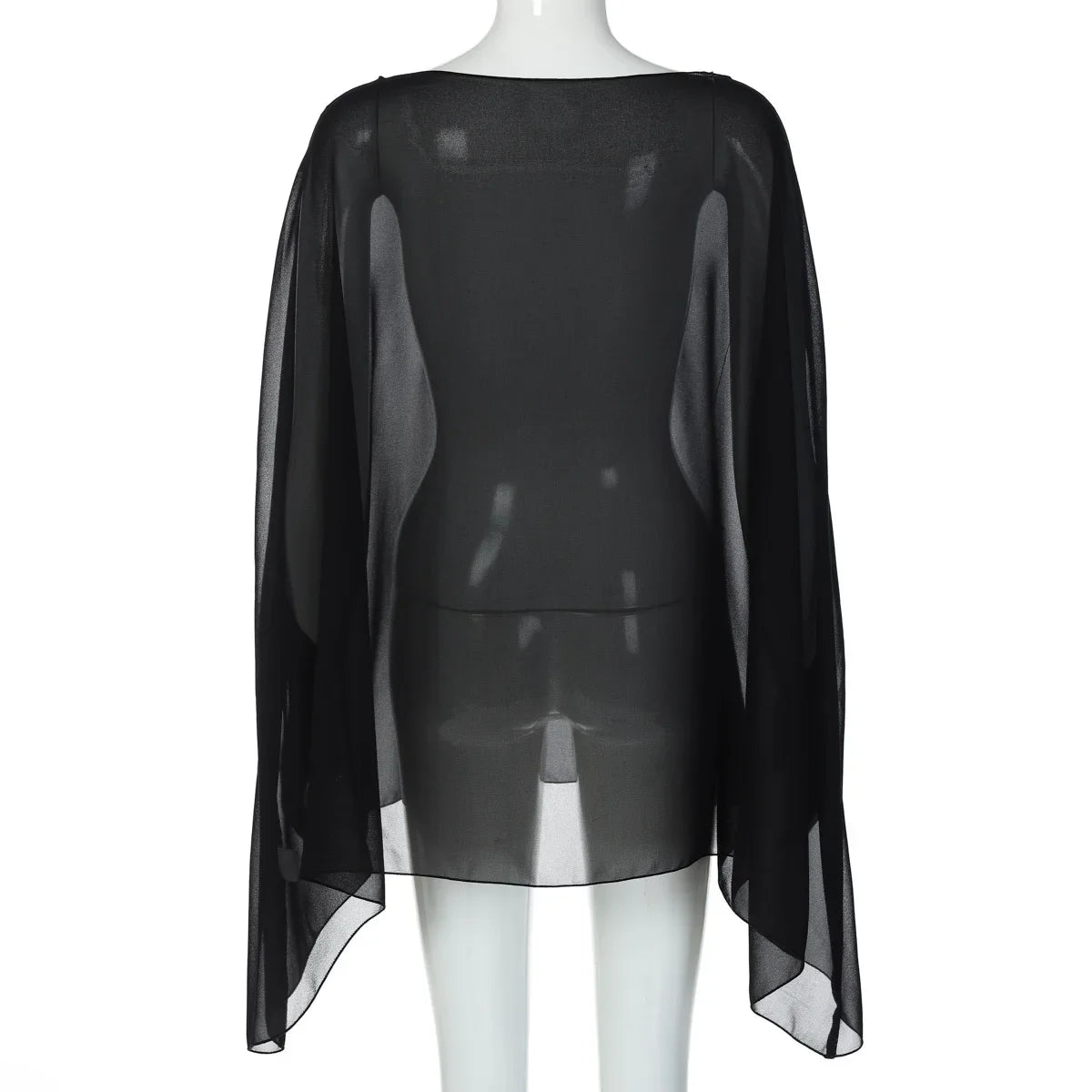 Women’s Sheer Chiffon Blouse Cover-Up Top – Sexy, Elegant, White & Black, Night Club
