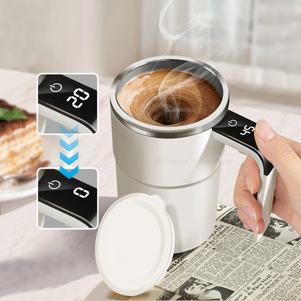 Self-Stirring Magnetic Mug — USB Rechargeable Stainless Steel Coffee Cup (380ml)