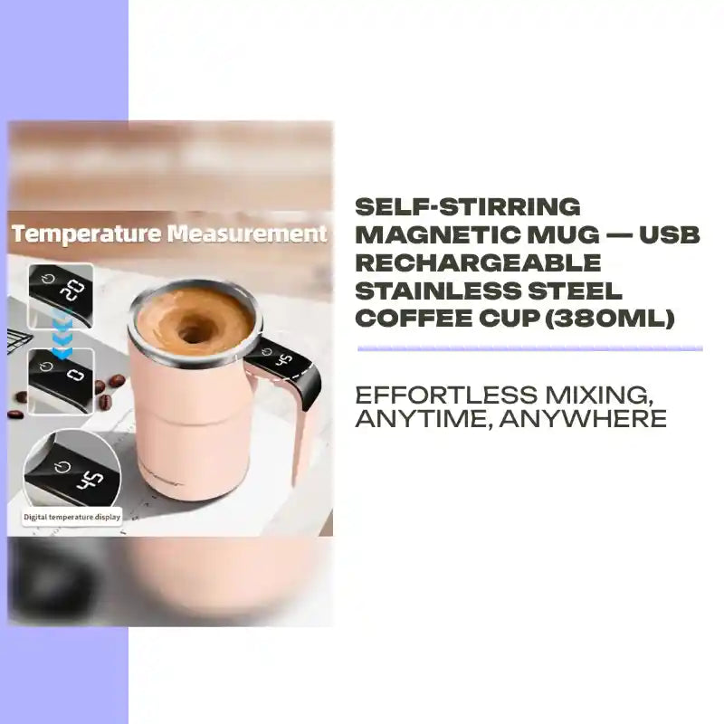 Self-Stirring Magnetic Mug &mdash; USB Rechargeable Stainless Steel Coffee Cup (380ml) by@Outfy