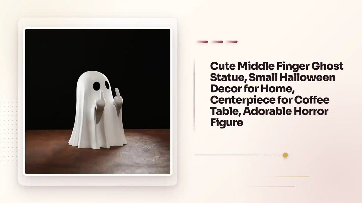 Cute Middle Finger Ghost Statue, Small Halloween Decor for Home, Centerpiece for Coffee Table, Adorable Horror Figure by@Outfy