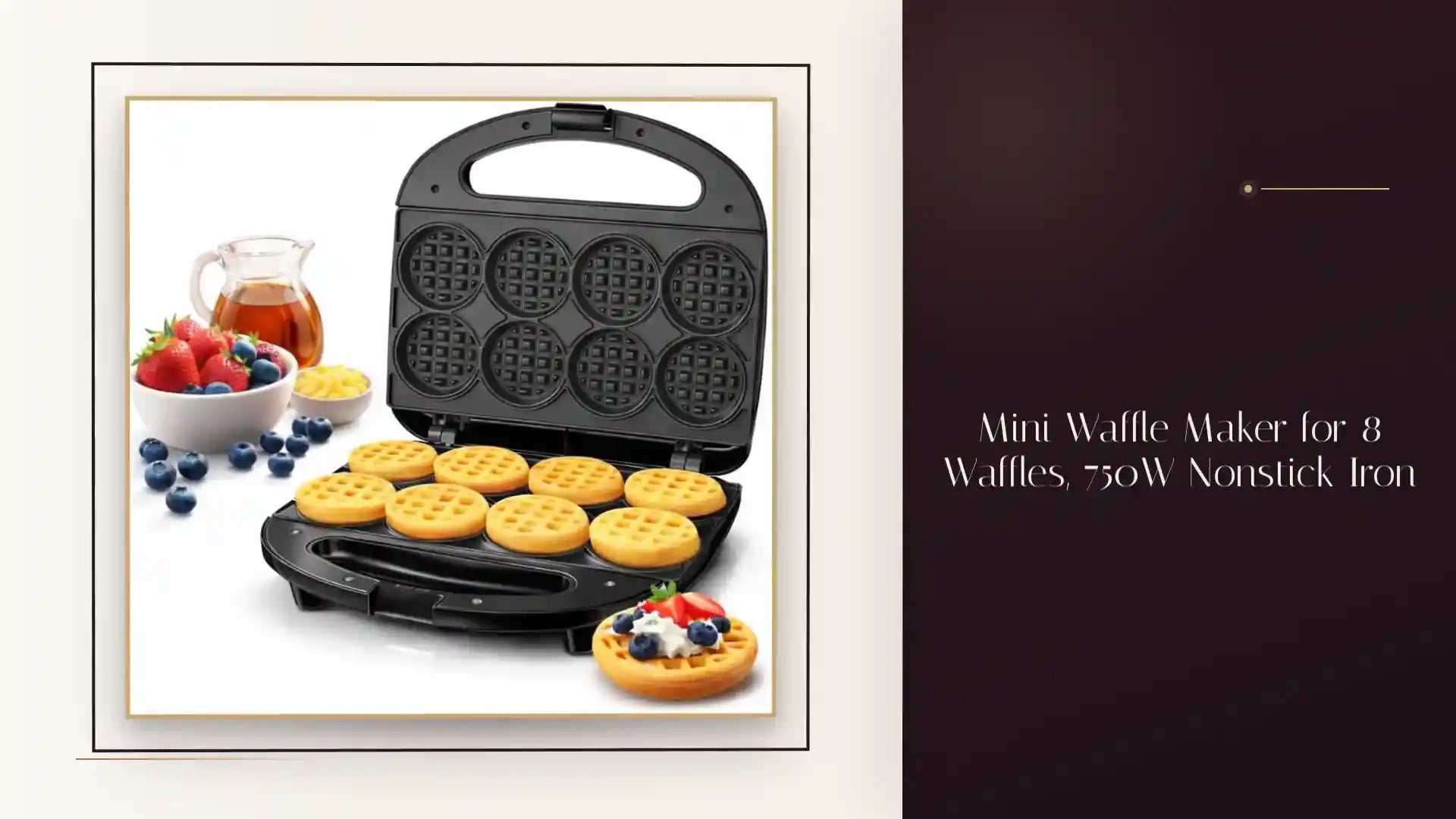 Mini Waffle Maker for 8 Waffles, 750W Nonstick Iron by@Outfy