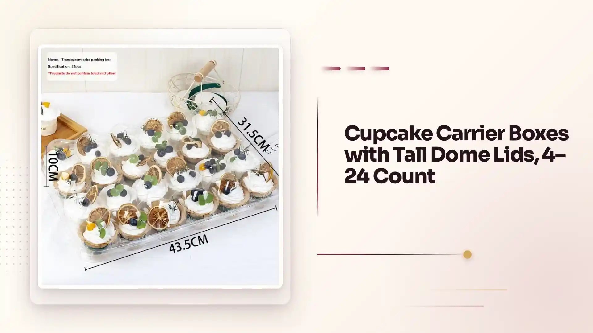 Cupcake Carrier Boxes with Tall Dome Lids, 4&ndash;24 Count by@Outfy